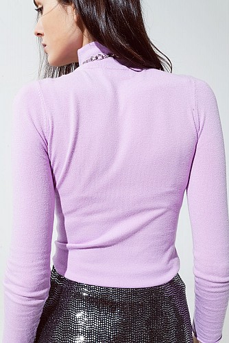 Basic bodycon fine knit sweater in purple