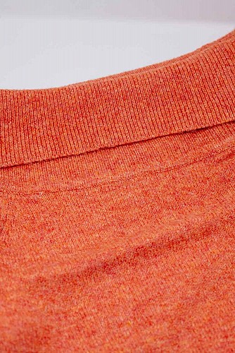 Orange sweater with boat neckline