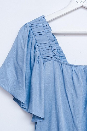 Q2 Angel sleeve mini dress in baby blue