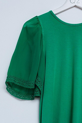 Q2 Angel sleeve tea blouse in green