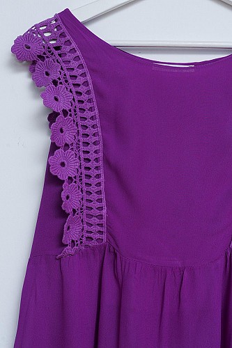 Q2 Broderie frill detail top in purple