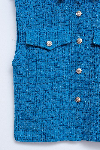 Q2 Tailored suit waistcoat in blue boucle