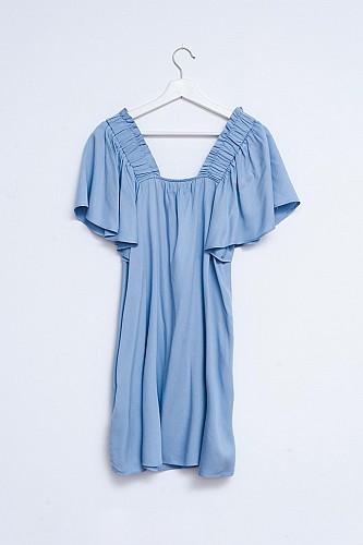 Q2 Angel sleeve mini dress in baby blue