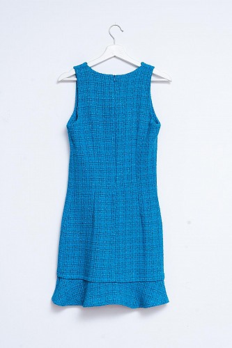 Q2 Boucle pinny dress in blue
