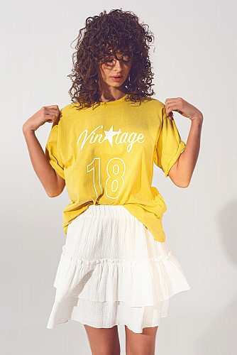 Q2 T-Shirt with Vintage 18 Text in yellow