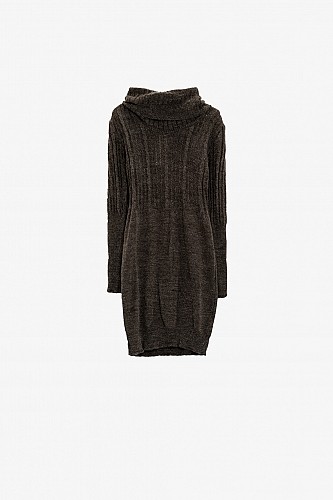 Cable Knit Midi Dress In The Color Grey