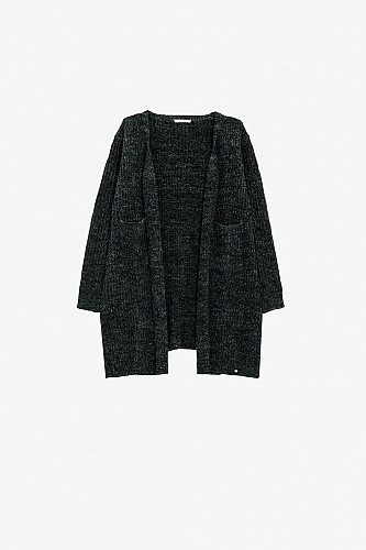 chunky knitted dark grey cardigan with pocktes
