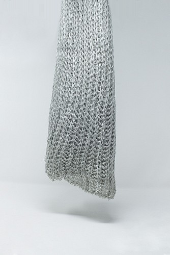 knitted scarf with silver thread
