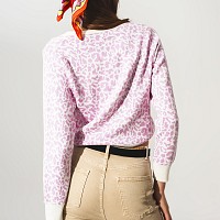 Q2 Lightweight knitted cardigan in lilac animal print
